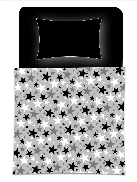 COMFORTER-SILVER STARS REVERSIBLE TO BLACK